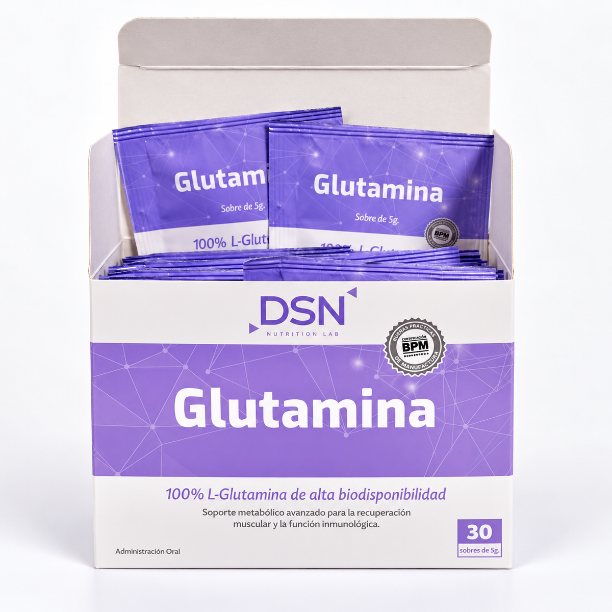 L-Glutamina DSN 100% Pura | 30 Sachets de 5 g